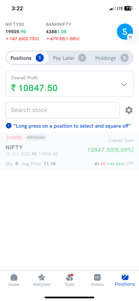 made Rs.10847 on nifty 50