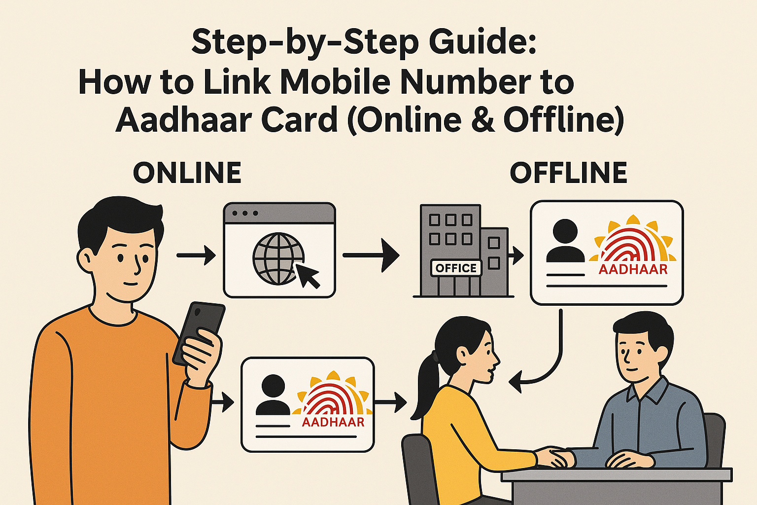 link mobile number to aadhar card online