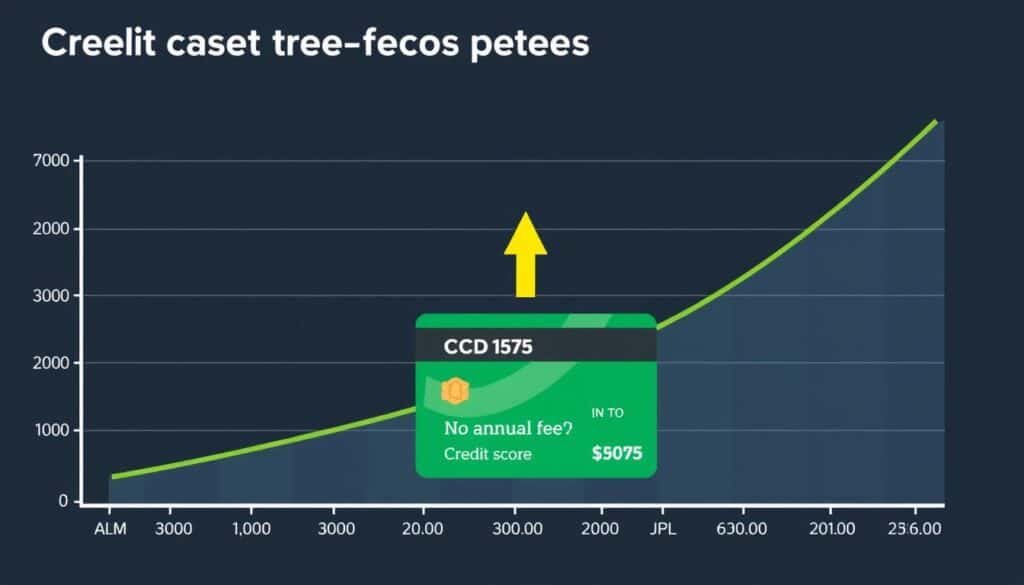 Credit score improvement chart with credit card