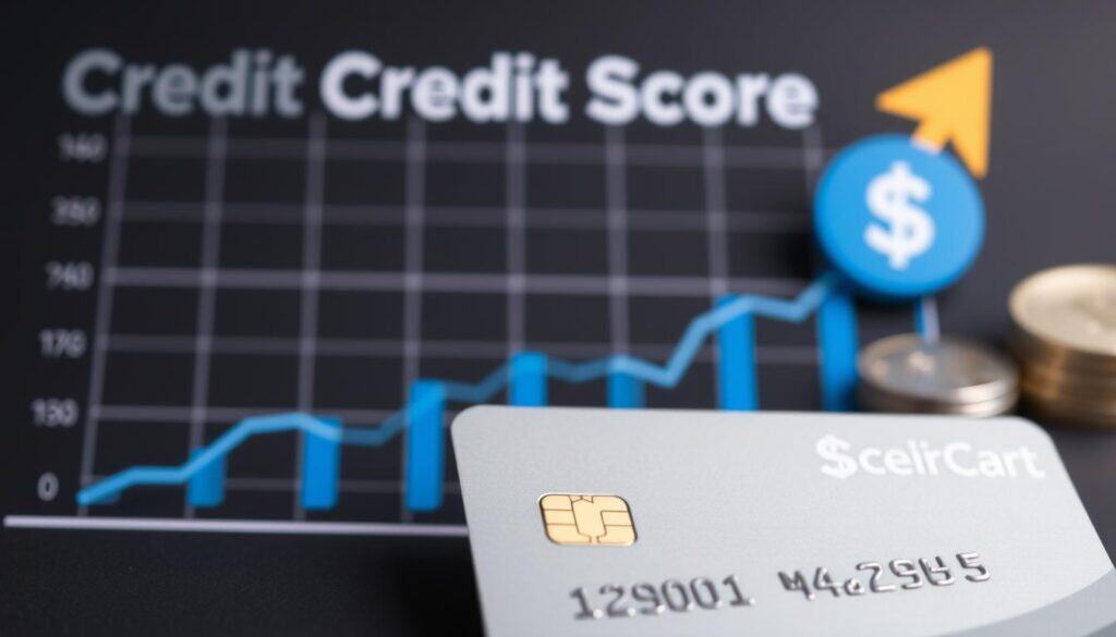 Credit score improvement chart with credit card