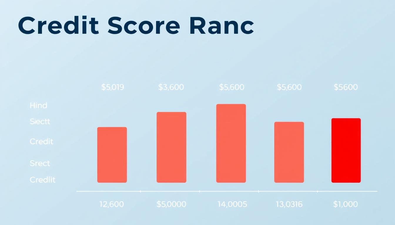 Credit score range chart showing bad credit below 640
