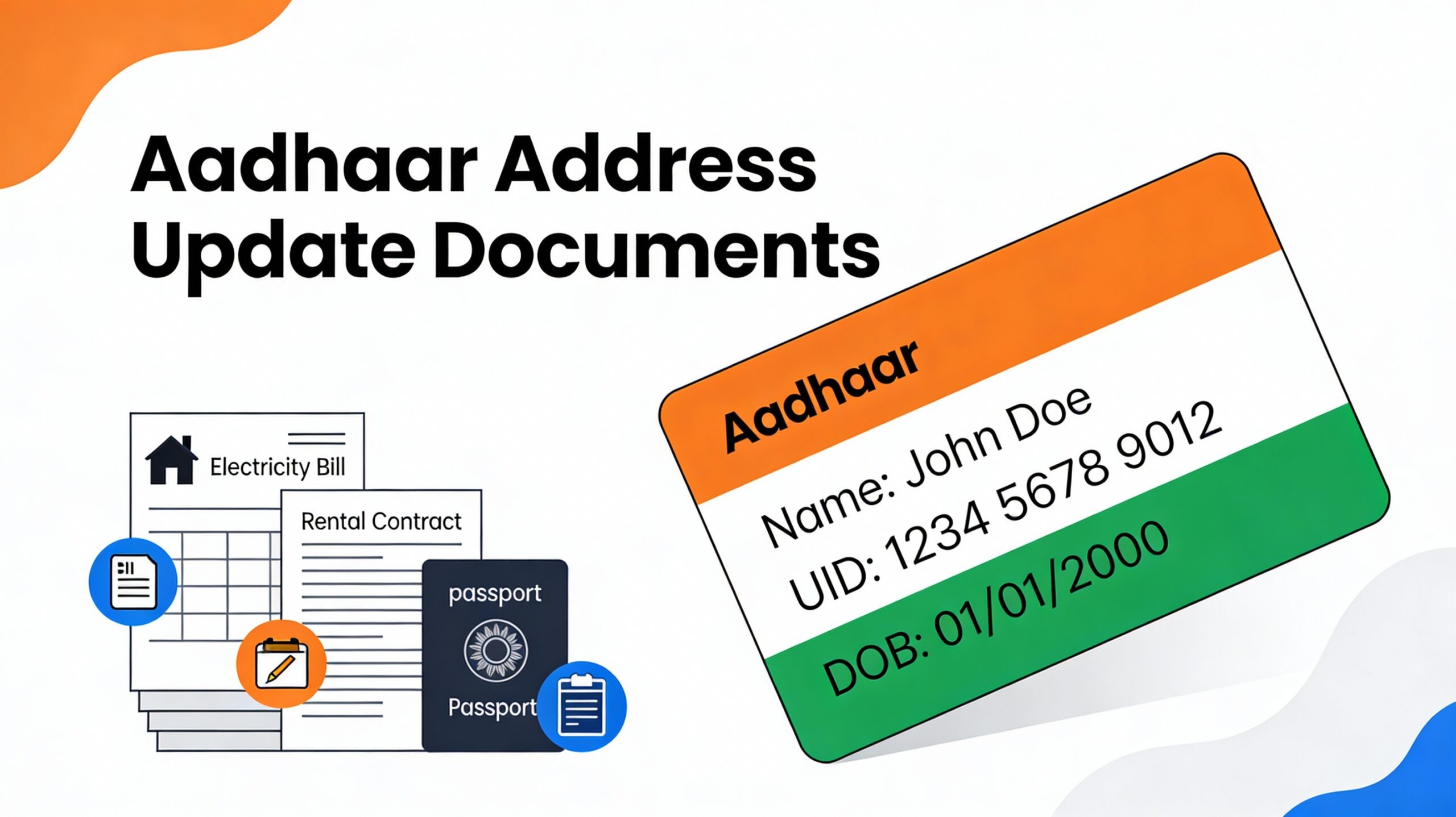 Documents Required for Address update in Aadhaar Card