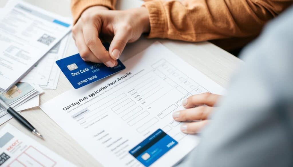 Person completing credit card application online