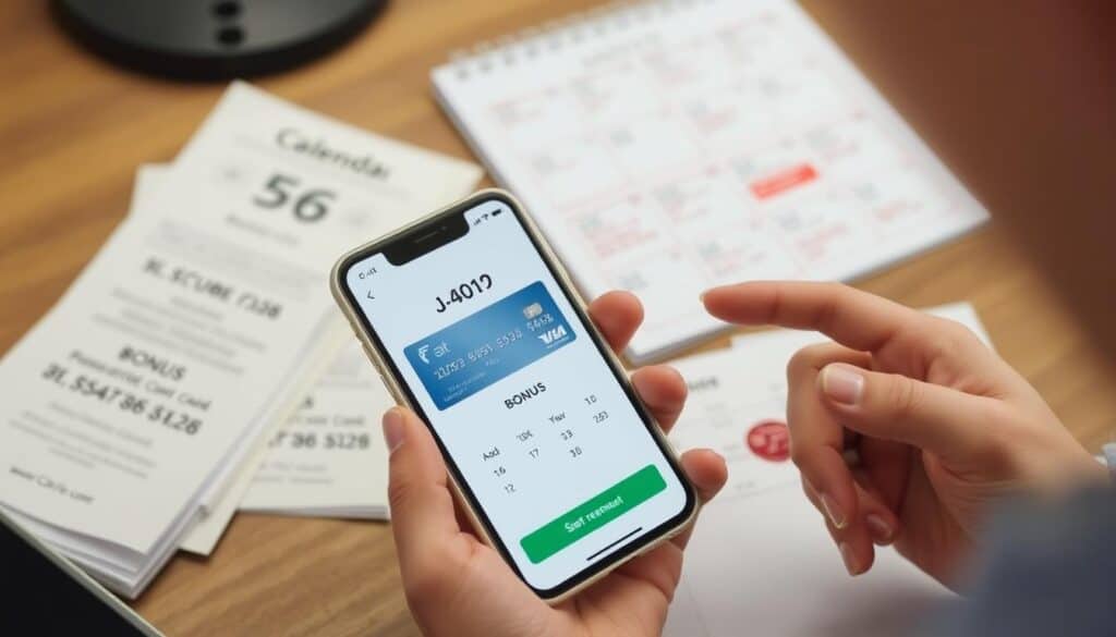 Person tracking credit card rewards on smartphone